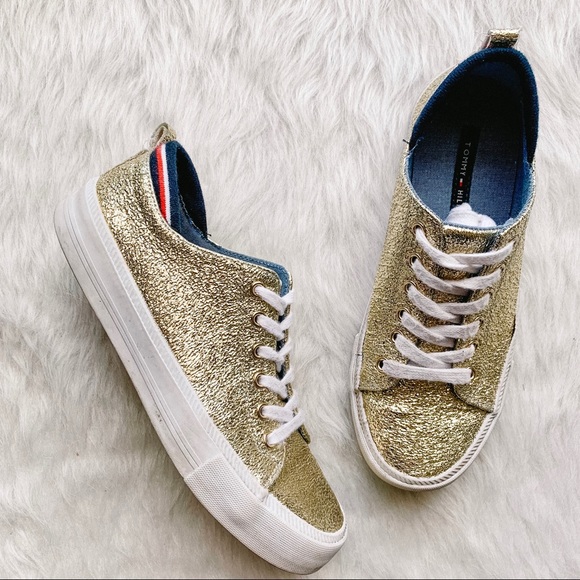 tommy hilfiger gold sneakers